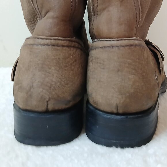 Frye Veronica Slouch Tumbled Leather Buckle Boots - Picture 6 of 10